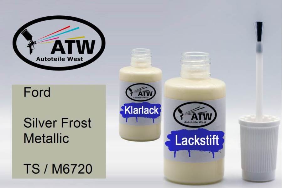 Ford, Silver Frost Metallic, TS / M6720: 20ml Lackstift + 20ml Klarlack - Set, von ATW Autoteile West.